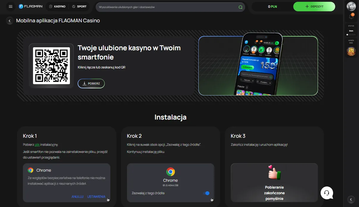 Flagman Casino app – aplikacja mobilna na Android i iOS