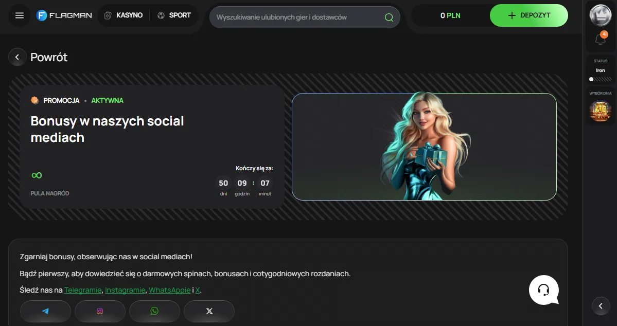 Flagman Casino bonus bez depozytu – aktywacja oferty i odbiór darmowych spinów